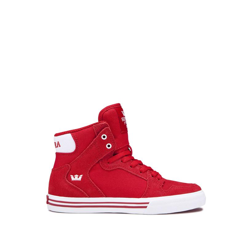 Buty Supra VAIDER - Sneakersy Wysokie Dziecięce - Czerwone (QNTG-01486)